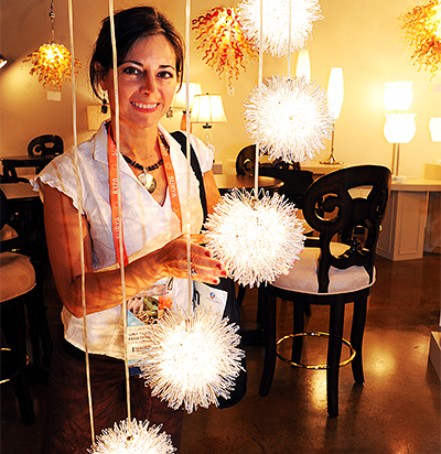 Gina Paris at Las Vegas Market Center with Light Fixture